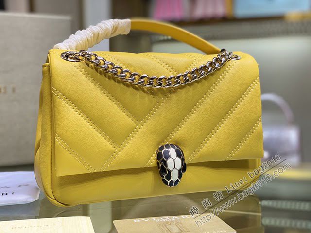 Bvlgari女包 寶格麗新色牛油果綠 新品Serpenti Cabocho肩包 287993  fyd1464